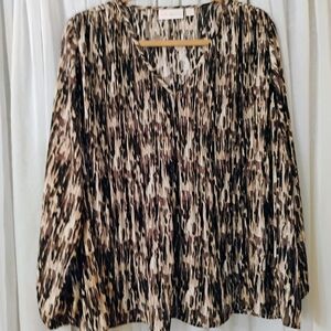 Belle by Kim Gravel Micro Pleat Neutral Shades Abstract Tunic